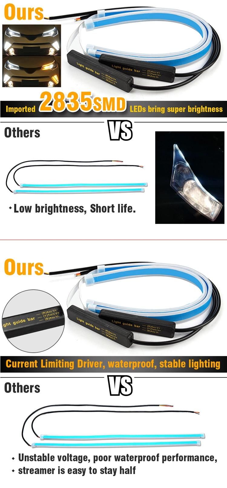 30cm 45cm 60cm DRL Flexible LED Tube Style Turn Signal Brake Lamps Daytime Running Lights Tear Strip Car Headlight