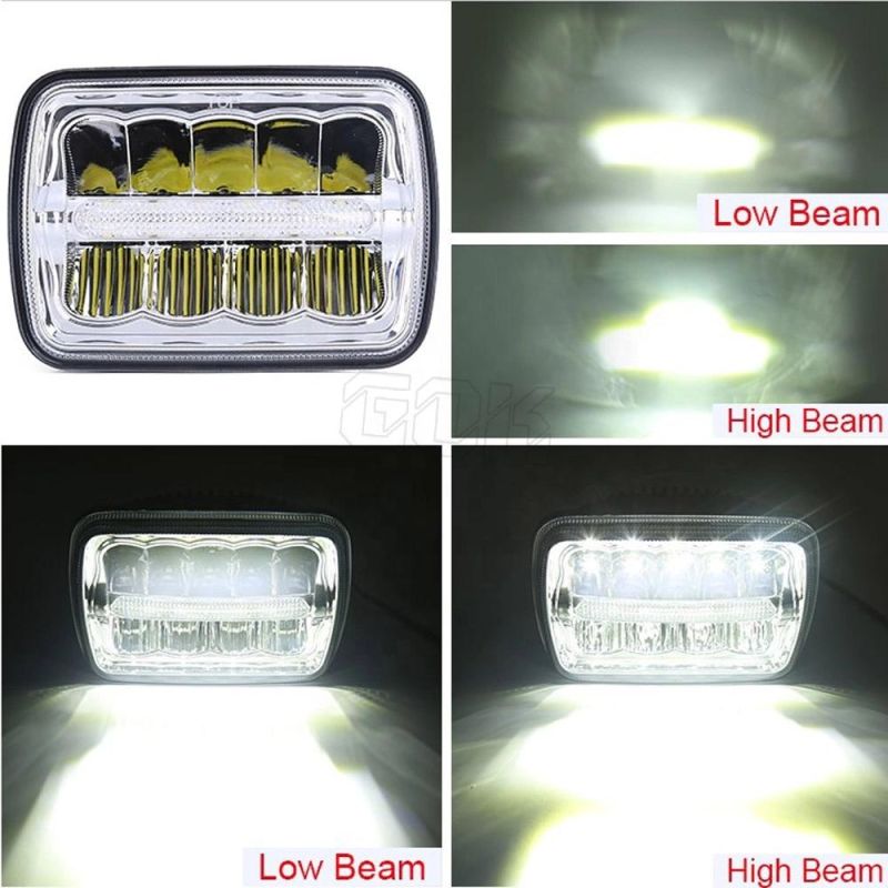7inch Rectangular Headlight H4 Hi/Lo Beam Square 45W LED Work Light with DRL for Peterbilt Kenworth Freightliner Truck