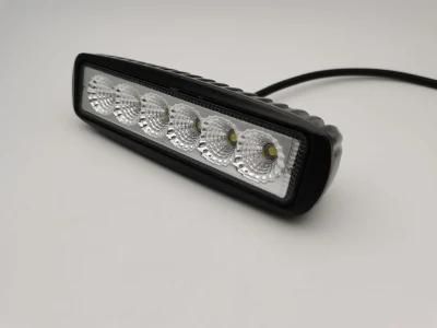 Waterproof 12V Spot Flood Car LED Work Light Bar 6 LEDs 18W LED Work Light
