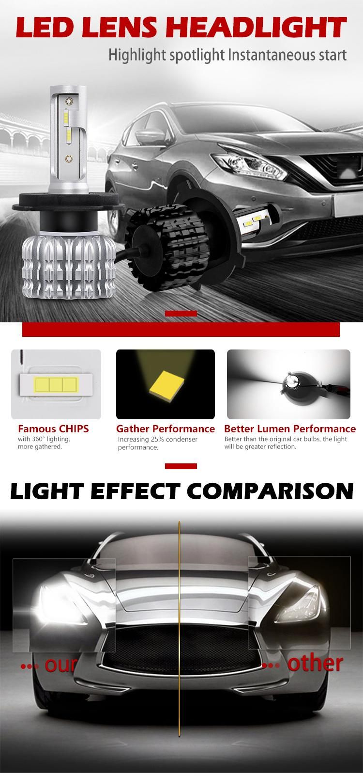 High Quality Car LED H4 Lamps K1 Fanless Light Bulb Kit H1 9005 9006 H11 12V H11 H7 Auto Car LED Headlight