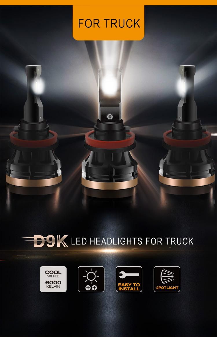 Factory Newest Product D9 Series 9004 H13 LED Headlight Kit H4 H7 H11 9007 LED Bulbs for Truck