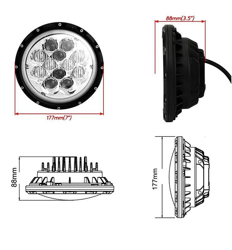 7" LED Headlight for 07-17 Jeep Wrangler Jk Lada 4X4 Harley 5D Blue DRL 60W LED Jeep Headlamp