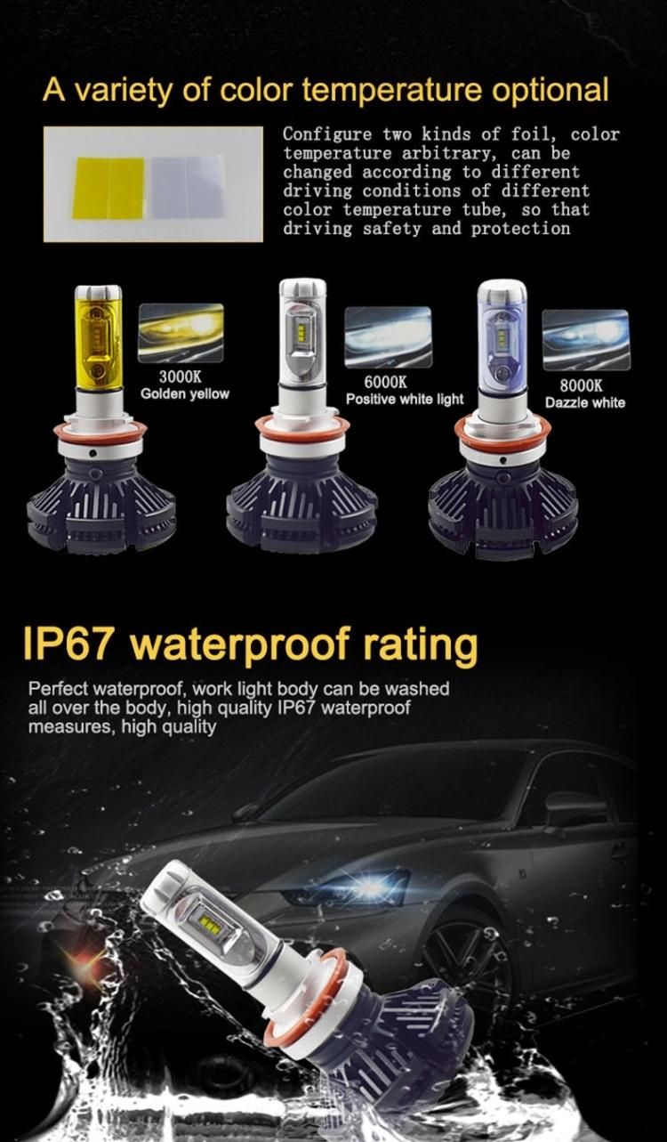 LED Headlights Bulbs Conversion Kit Lights 50W 6000lm 3000K/6500K/8000K H1 H11 Hb3 9005 9006 Auto X3 Zes Car Headlight H4