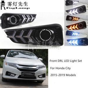 1 Pair for Honda City Grace 2015 2016 2017 LED Daytime Running Light Yellow Turn Signal Relay Waterproof 12V DRL Fog Lamp