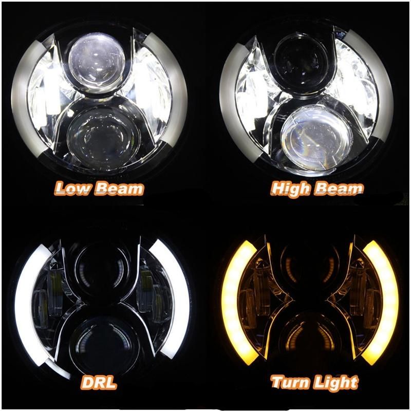 7" 40W HID LED Projector Headlights H4 H13 Hi/Lo Beam 12V 24V 7 Inch Round Head Lamp for Jeep Wrangler