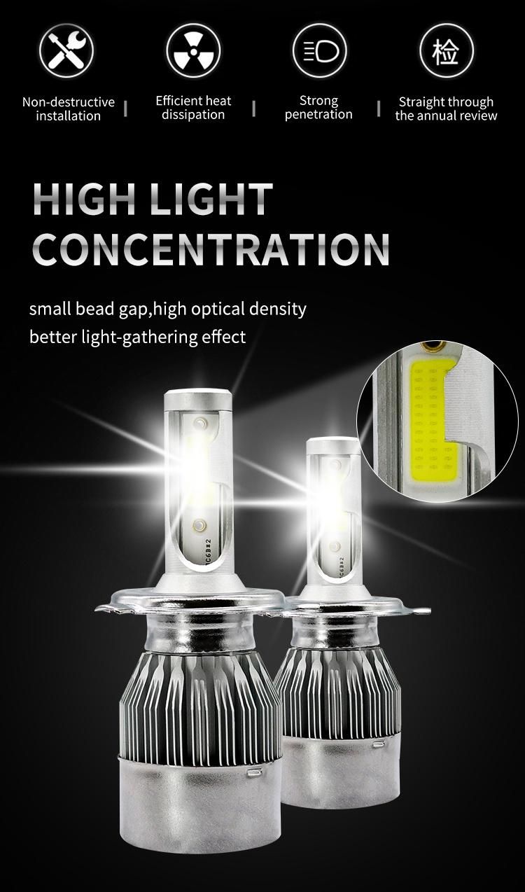 New C6 H4 LED Headlight H13 9005hb3 9006 H1 H3 H27 881 H11 12V Car LED H4 Light H7 LED Headlight Bulb