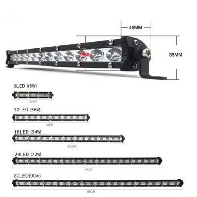 Slim 20in 54W LED Single Row Driving Spotlight LED Work Light Bar Single Row Driving Lamps for ATV SUV