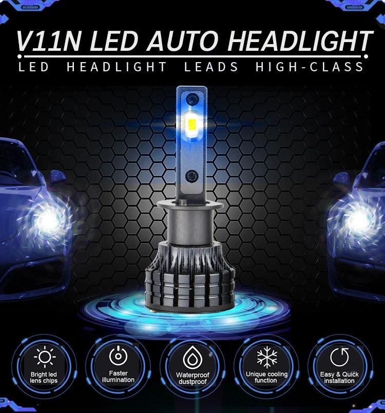 V11n Fanless Bulb Seoul 3570 LED Chips 8000lm 48W H1 H3 H4 H7 H11 9005 9006 880 881 LED Headlights