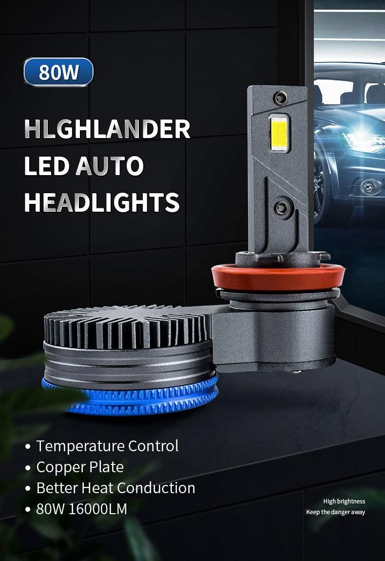 Exclusive for Highlander H11 9005 High Low Beam 80W Csp Car LED Headlight Bulb