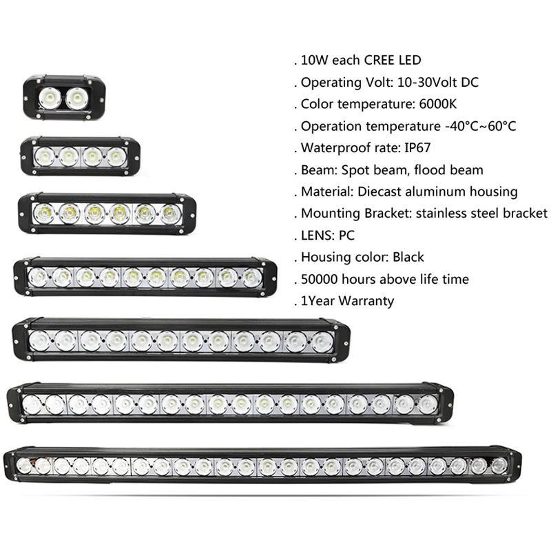 Straight 100W CREE LED Light Bar for 4X4 Offroad