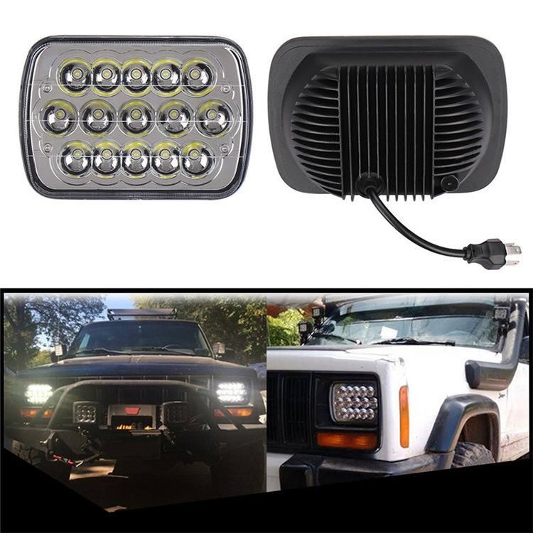 Square 7X6 LED Headlights H4 Light for Jeep Wrangler Yj Cherokee Comanche 5X7" LED Square Headlight 12V 12V