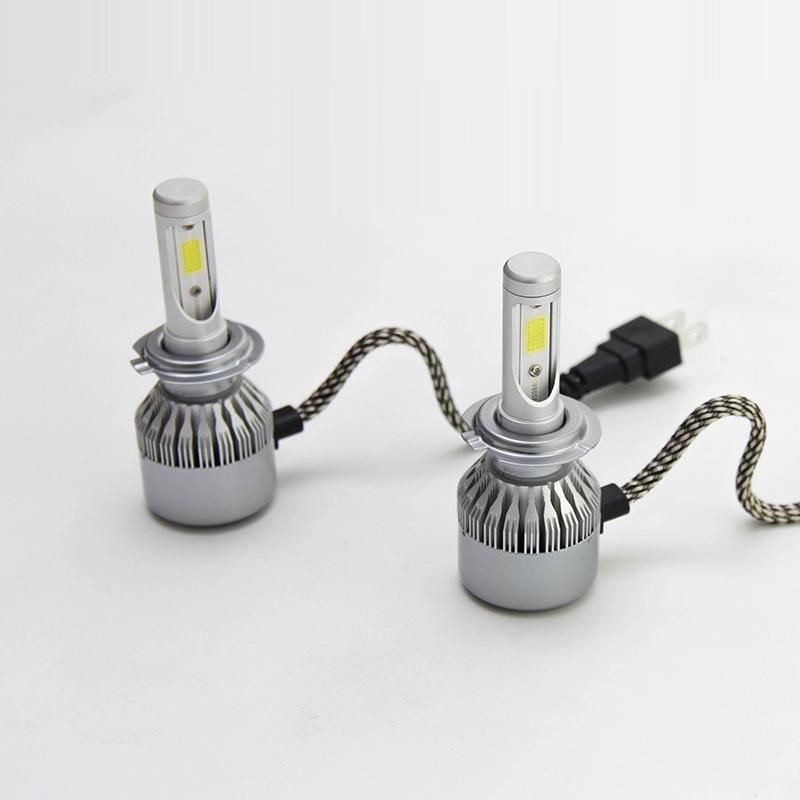 2X White Car LED Headlight C6 H1 H3 H4 H7 H11 Hb3 9005 Hb4 9006 COB 72W 7600lm Front Auto Fog Bulb Automobile Headlight DRL 6500K