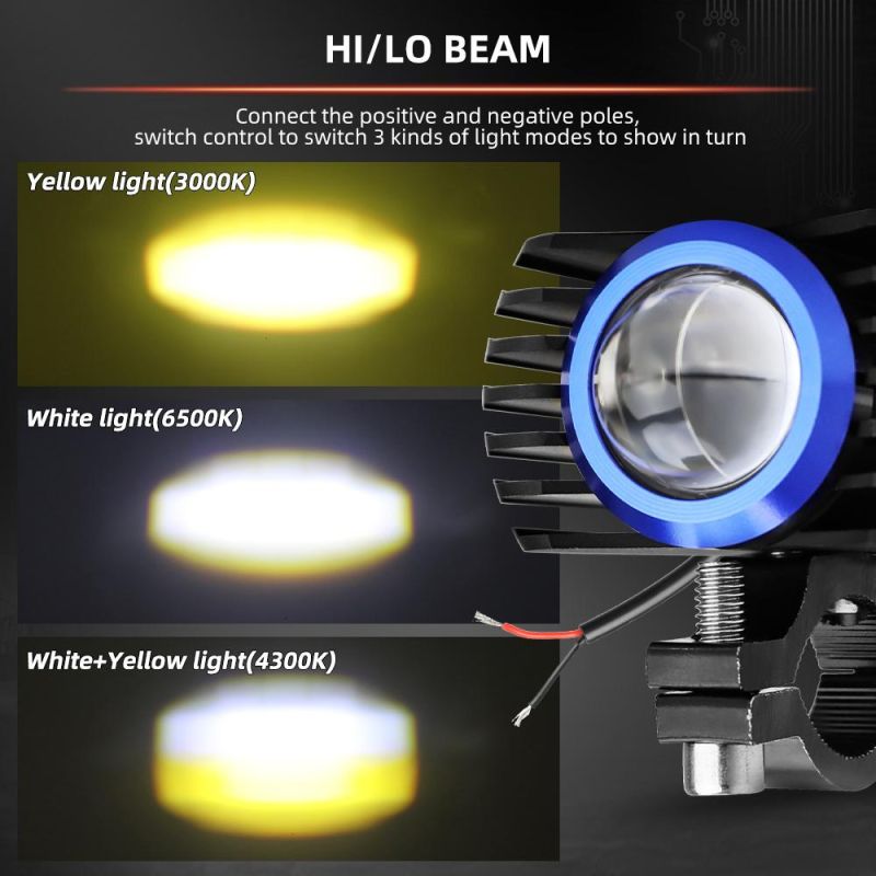 Wholesale Motorcycle U7 LED White Yellow Work Auto Lamps Headlight Motorbike 20W Driving Auxiliary Lights Motor Headlamp