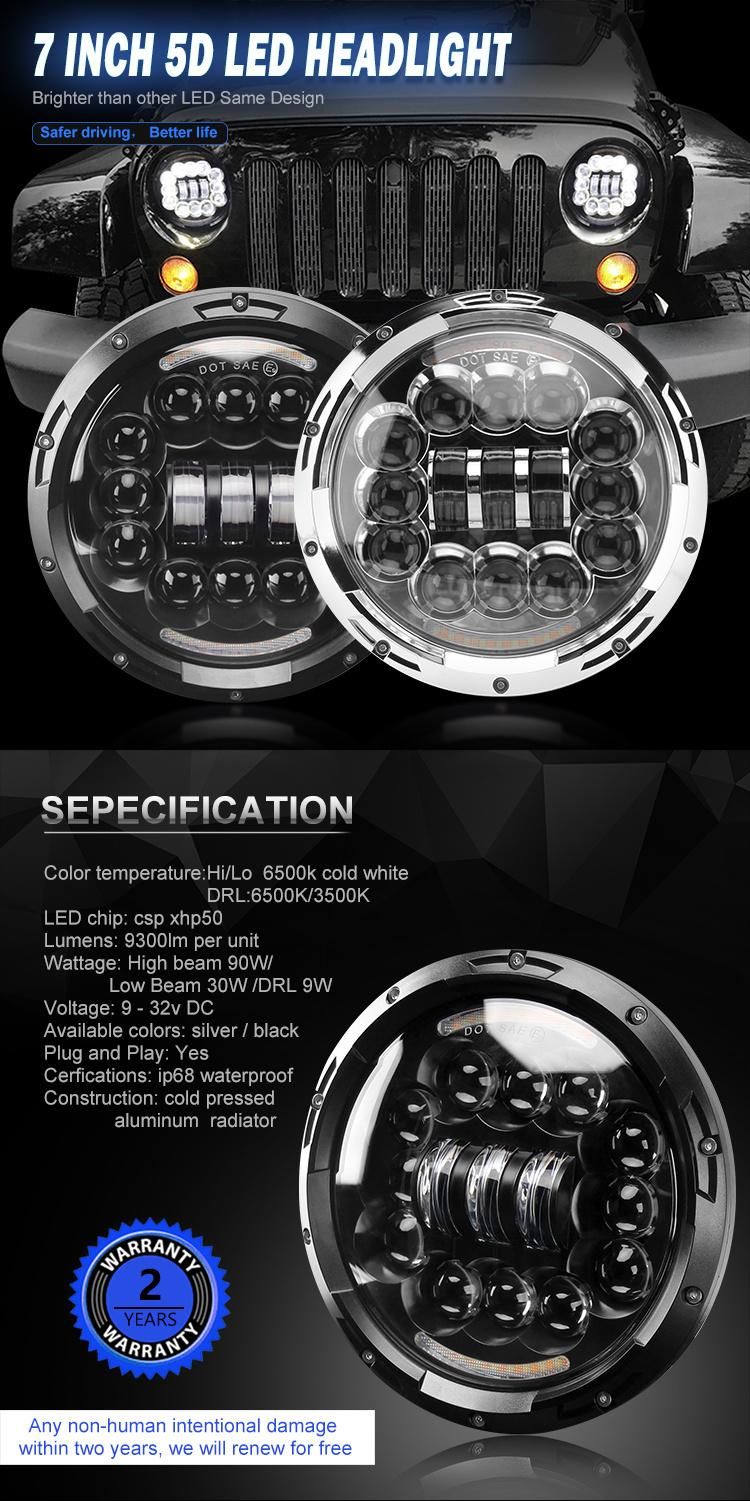 Offroad 4X4 7inch LED Headlight for Jeep Wrangler