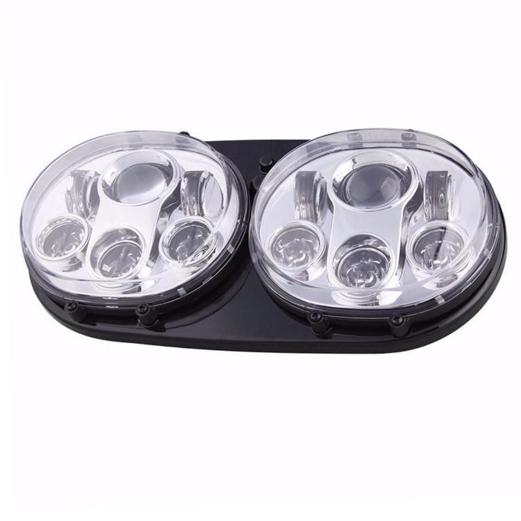 Double 5.75" 5-3/4" LED Headlight for Harley Motorcycle Black Motorcycle Projector 45W LED Lamp Headlight