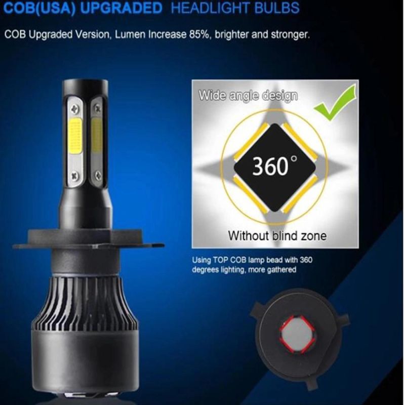 H13 LED Headlight Bulbs 12000lm H8 H9 Fog Light 360 Degree Lighting Pattern 4 Sides Extremely Bright All-in-One Conversion Kit