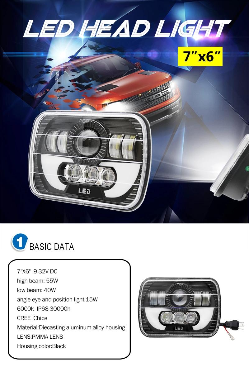 Hot Sale Car Light LED Light 12V 24 Volt High Low Beam Auto Parts 5X7 Square Offroad LED Headlight