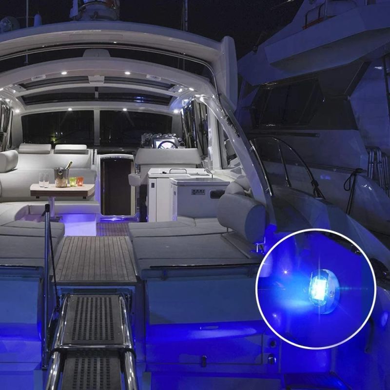 12V Blue White Waterproof Transom Yacht LED Courtesy Boat Marine Stern Navigation Lights