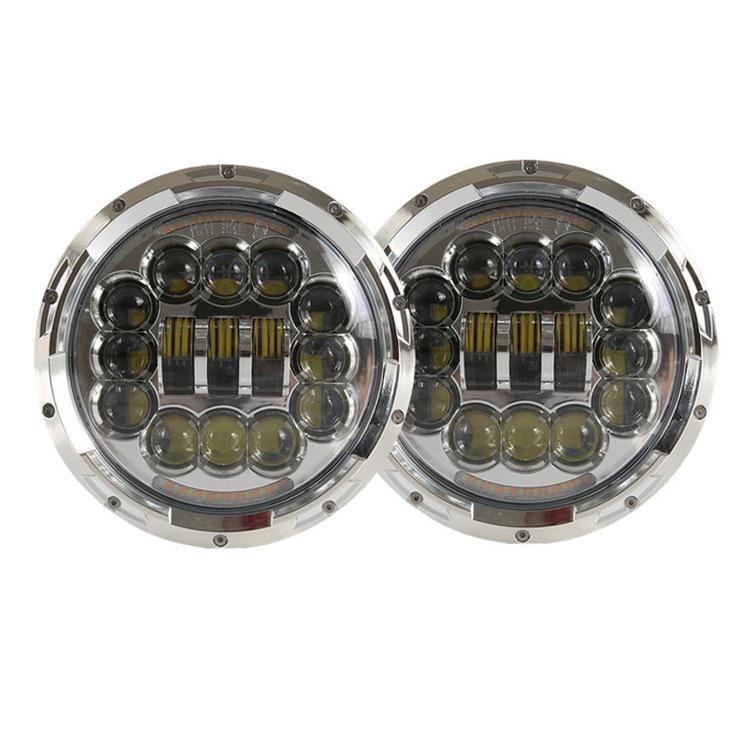 90W DRL Hi Low Beam Headlamp Angel Eye E9 Turn Signal Light for Jeep Offroad 4X4 Lada Motorcycle 7 Inch LED Headlight