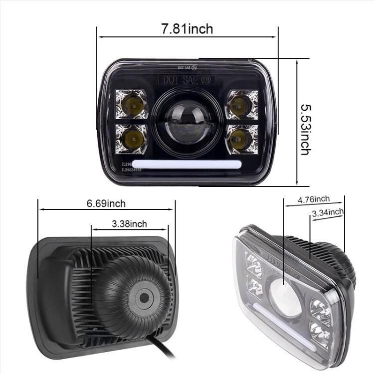 7X6" Halo LED Headlamp with Turn Signal Light Replaces for Jeep Wrangler Yj Xj 5X7 Inch Square LED Headlight