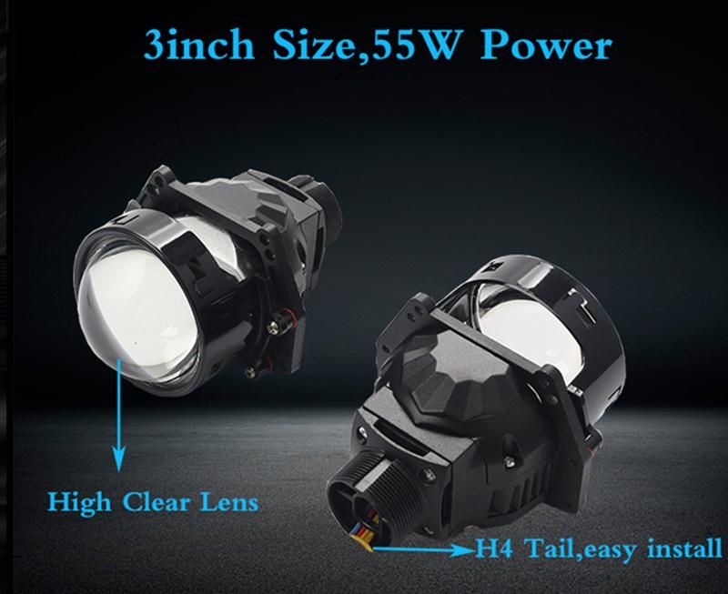 Sanvi 5500K 49W OEM ODM LHD Rhd 12V S9 H4 H7 Bi LED Projector Lens Headlights Nondestructive Installation Aftermarket Auto Motor Replacement Lamps
