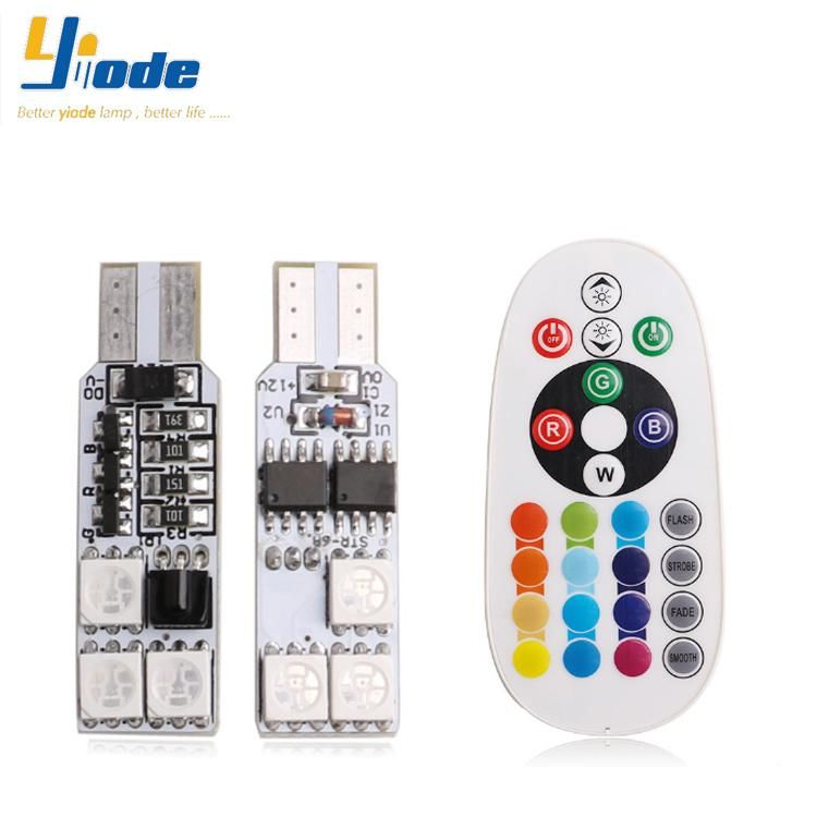 Car LED Car Light T10 RGB RF Colorful Band Remote Control Flashing Wide Light Reading Light