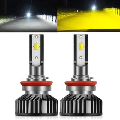 Super Bright F2 Csp Zes LED Headlight Bulb H1 H7 H11 H4 Dual Color 3 Color 4 Color High Quality Focus White Yellow Fog Light Bulb