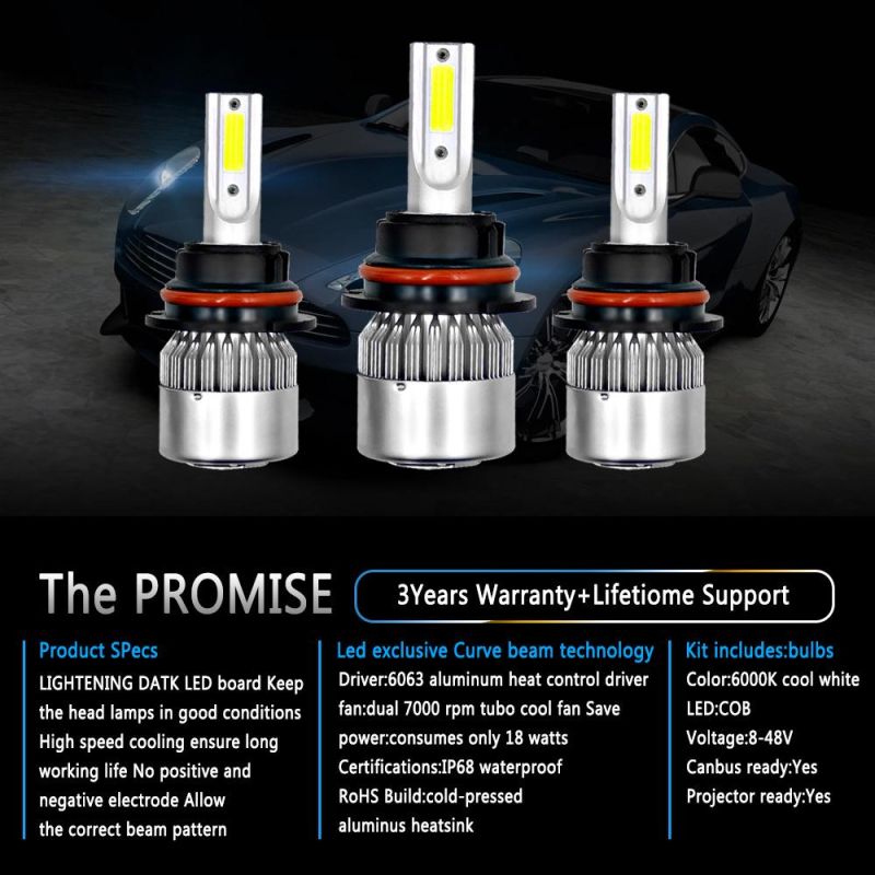 Lightech LED Car Light for 9007 C6 X3 S1 S2 K3