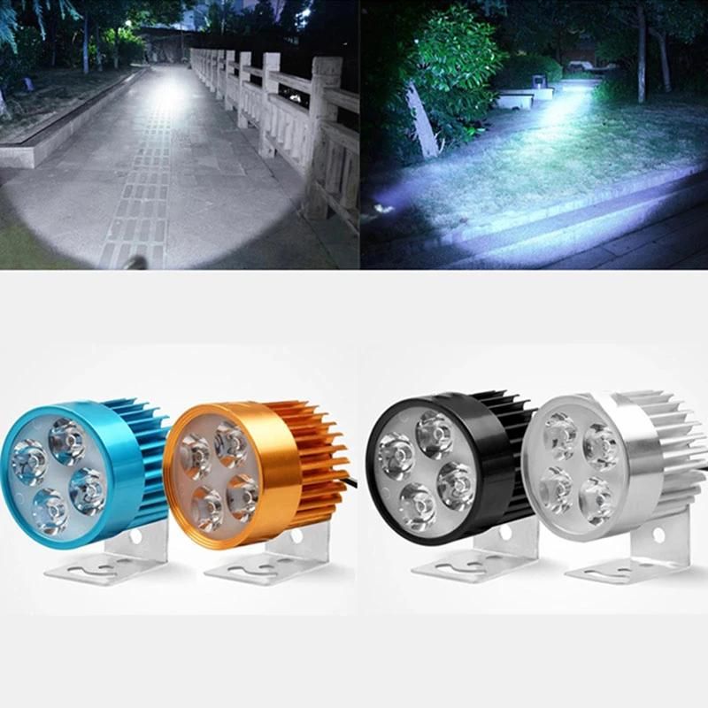 4LED Motorcycle Light 12V 10W E-Bike Headlight Waterproof Lights Motorcycle Accessories Golden Silver Blue Black