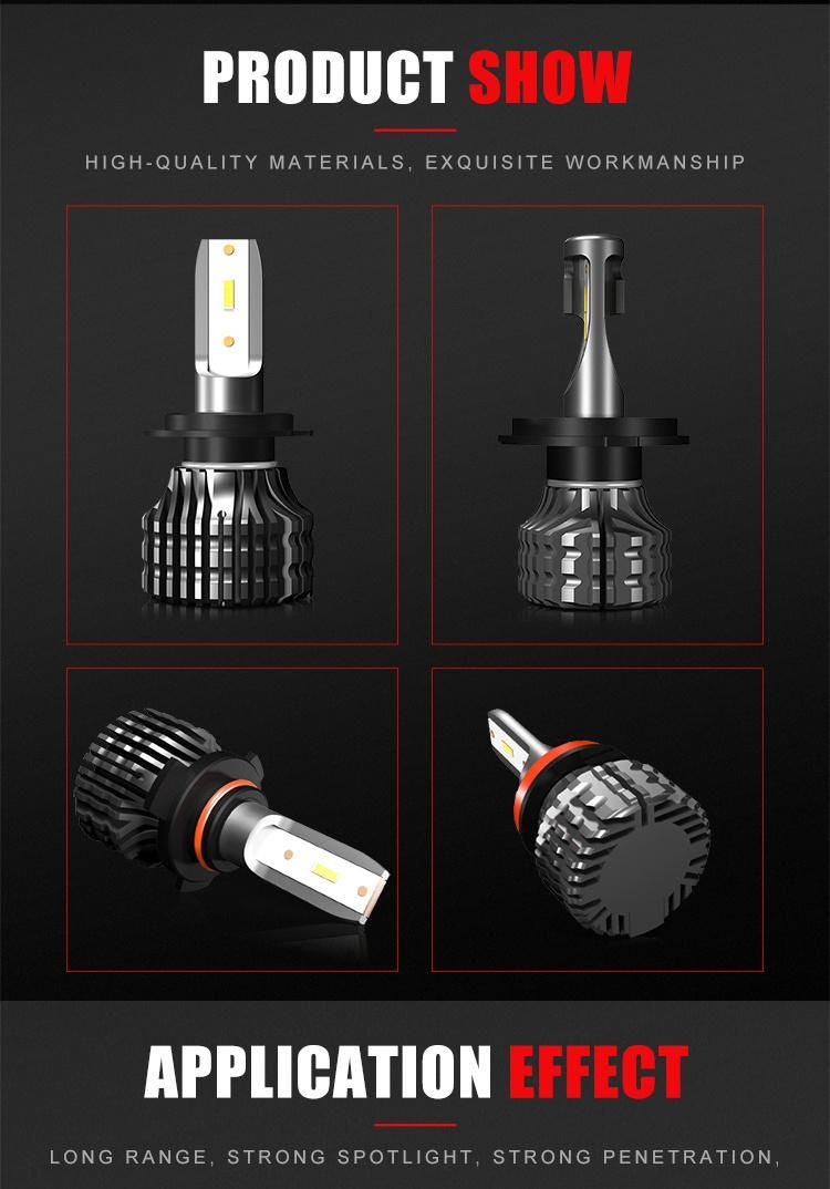 High Lumen Fanless 12V Auto Light 9005 9006 H7 H4 LED Headlight Bulb for Cars