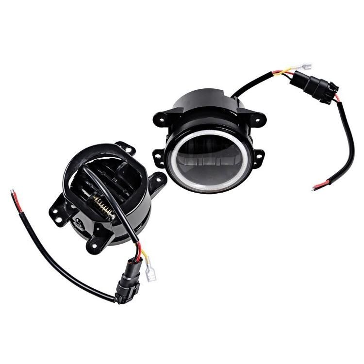 30W 4 Inch Round LED Fog Light for Jeep Wrangler Jk Lj Tj White Halo Ring Angel Eyes LED Passing Fog Lights