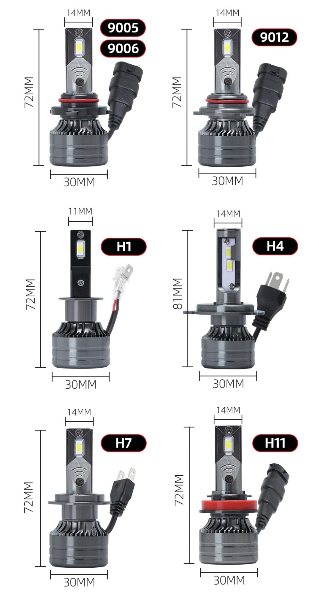 2PCS 12V 3800lm H4 H7 LED H7 LED Headlight Bulb H1 H13 H8 H9 H11 9005 Hb3 9006 Hb4 6000K Auto Headlamps