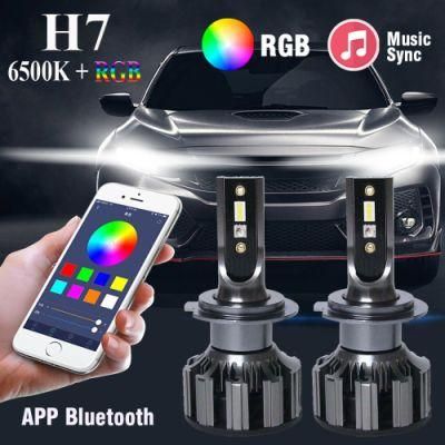 APP Bluetooth Control H4 H7 LED RGB Car Headlight H1 H3 H8 H11 Hb3 Hb4 9007 D2s D3s LED Light Auto Headlamp Colorful Bulbs