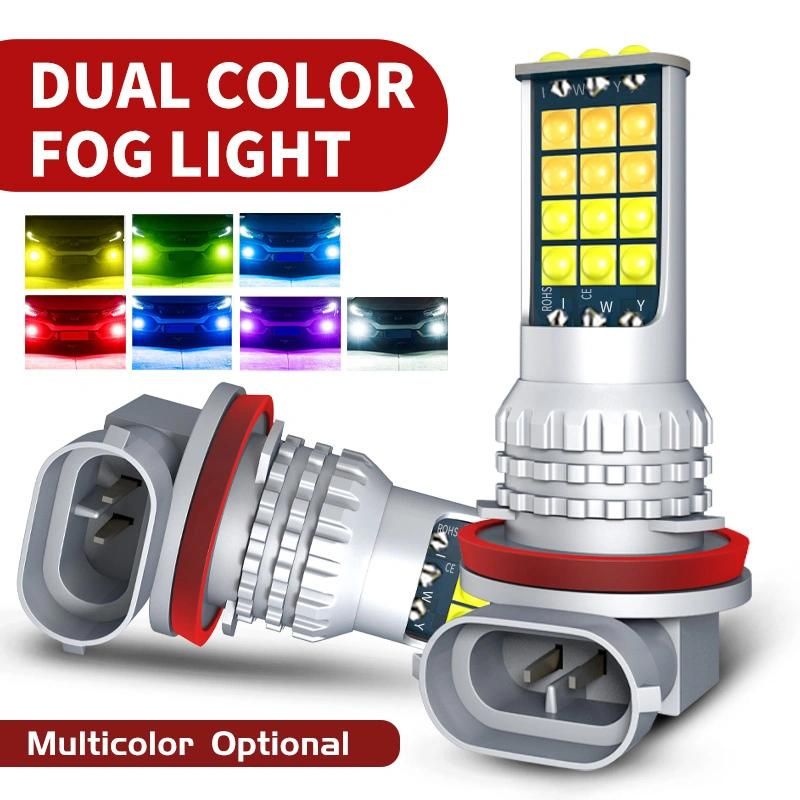 Fog Lights 30SMD H3 H4 H7 P13W Dual Color LED Car Light 9005 9006 H8 H9 H11 H16 Fog Lamp Automotive Day Running Lights