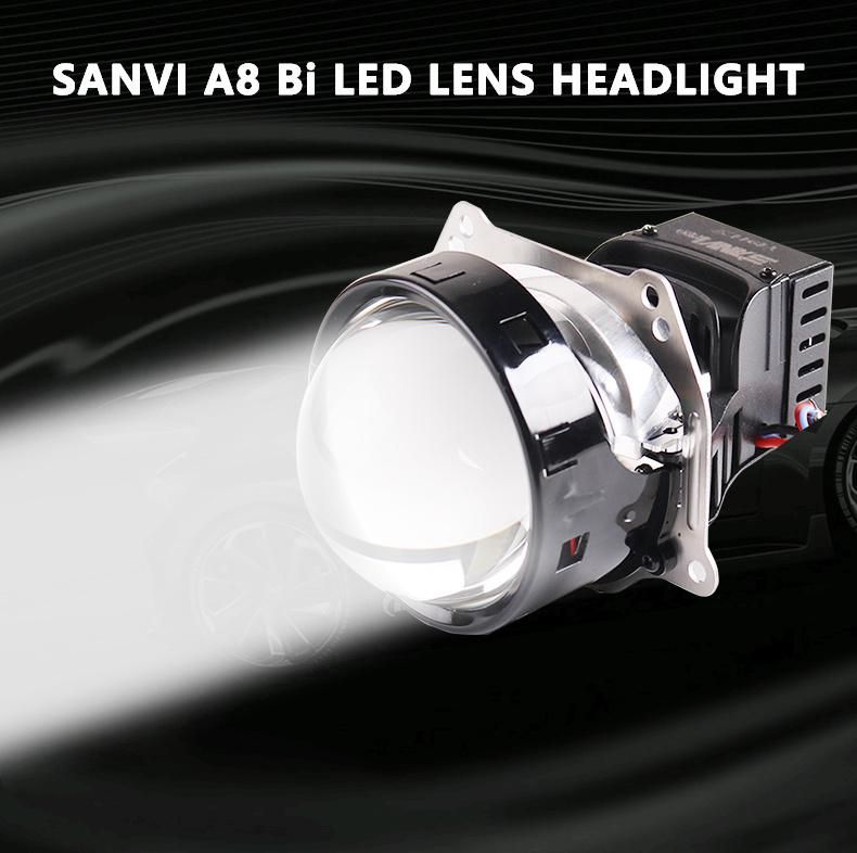 Sanvi Newest A8 3 Inches Car Bi LED Projector Lens Headlight 5500K 50W Auto LED Projector Headlamp Car Light Acceesories