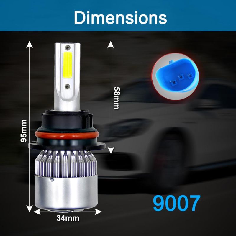 Wholesale Car Light Cheap 9007 Hb5 C6 LED Auto Headlight Kit Two Sides 72W 8000lm