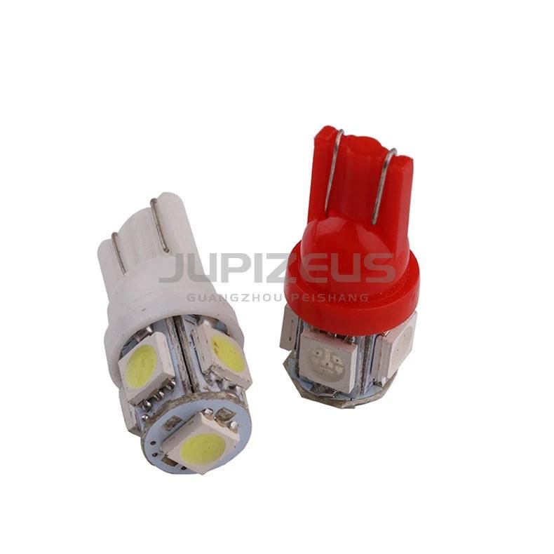 Low MOQ 194 168 5050 5 SMD Auto Super Bright Car Wedge Lamp Bulb T10 LED Bulb with 7 Colors Available