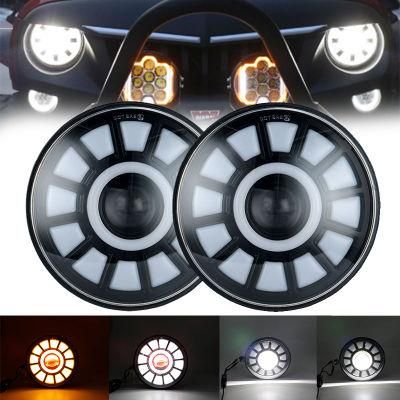 7 Inch 60W Round LED Headlight with Halo DRL Turn Signal for Jeep Wrangler Harley Davison Motorcycle