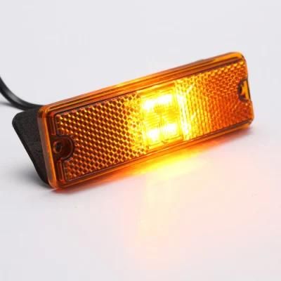 12V 24V Rectangle Amber Clearance LED Lights Truck Trailer Side Marker Lights with Reflector