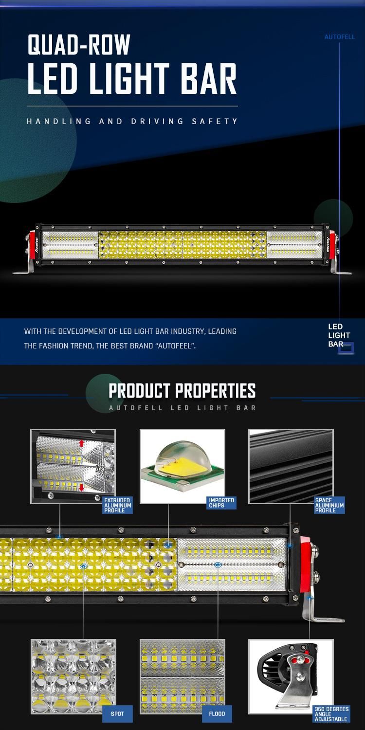 E-MARK Ce RoHS 4 Row 22" 32" 42" 50" 52" Inch Offroad 12D Wholesale Truck Car LED Light Bar