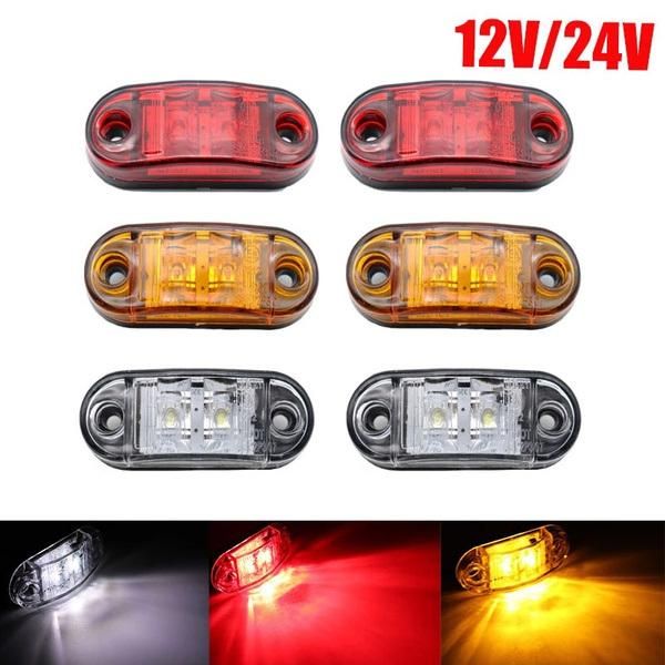 Amber LED Side Marker Clearance Indicator Lights 2 LED Smoke Lens Waterproof 12V Trailer Lorry Van Bus Boat Marine LED Marker