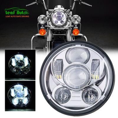 Chrome 5.75 Inch LED Headlight for Harley Iron 883 Dyna Street Bob Fxdb Sportsters High/Low Beam 5 3/4 Inch LED Headlamp