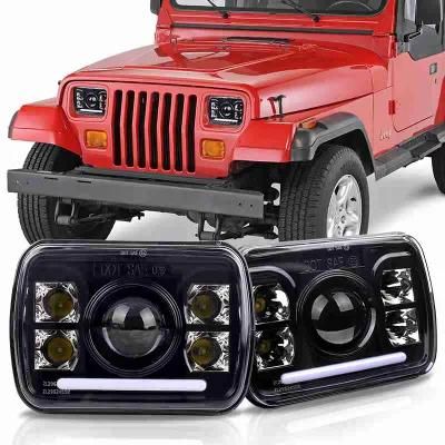 New 60W 5X7 7X6 LED Headlight with DRL for Jeep Wrangler Yj Cherokee Jk Truck 7&quot; Square Sealed Beam Headlamp
