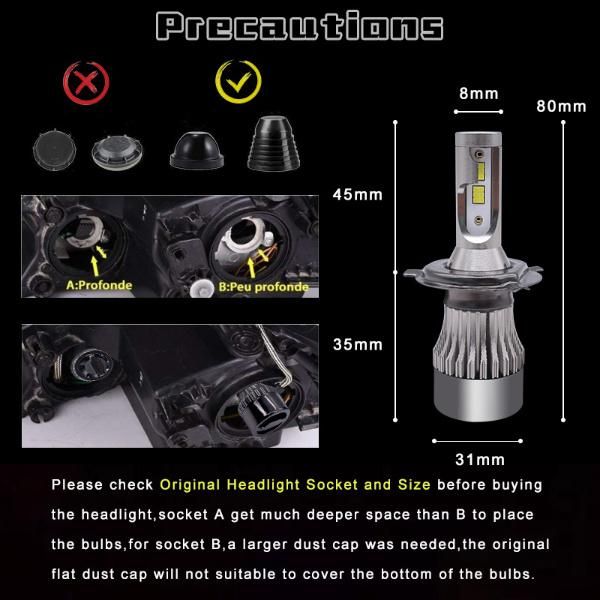 H4 Convert Headlights to LED 4800lumen LED Headlight Lamp 12V DC