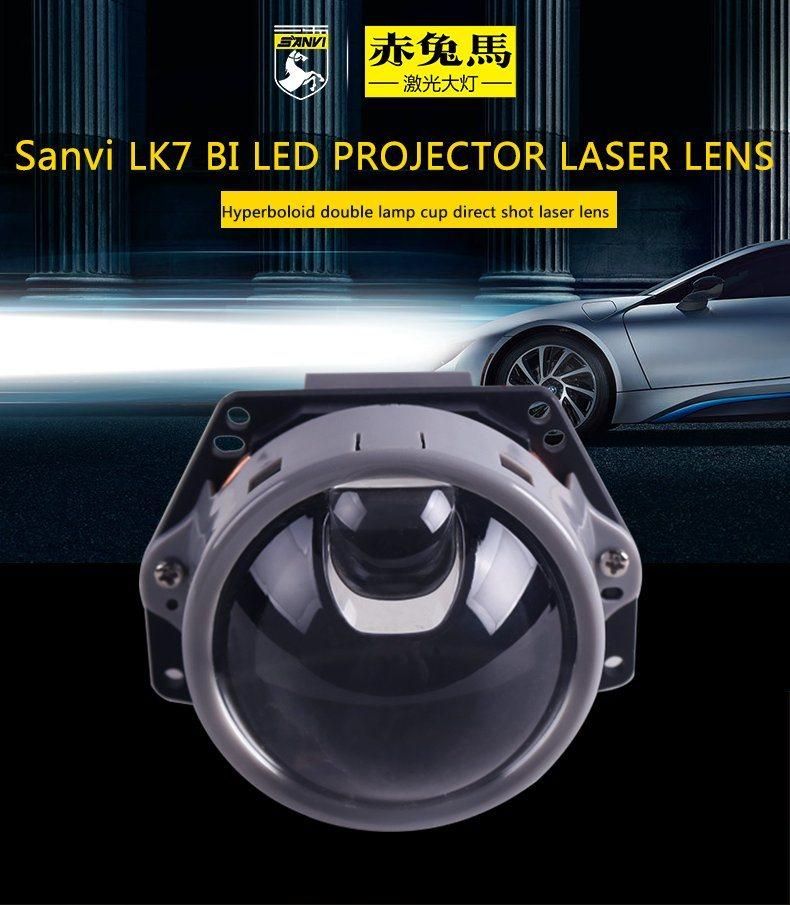 Sanvi 12V 6000K 60W Car LED Headlight Projector Glass Lens Car Automotive LED Replacement Lk7 Bi LED Laser Lens New Design Universal Factory Supplier