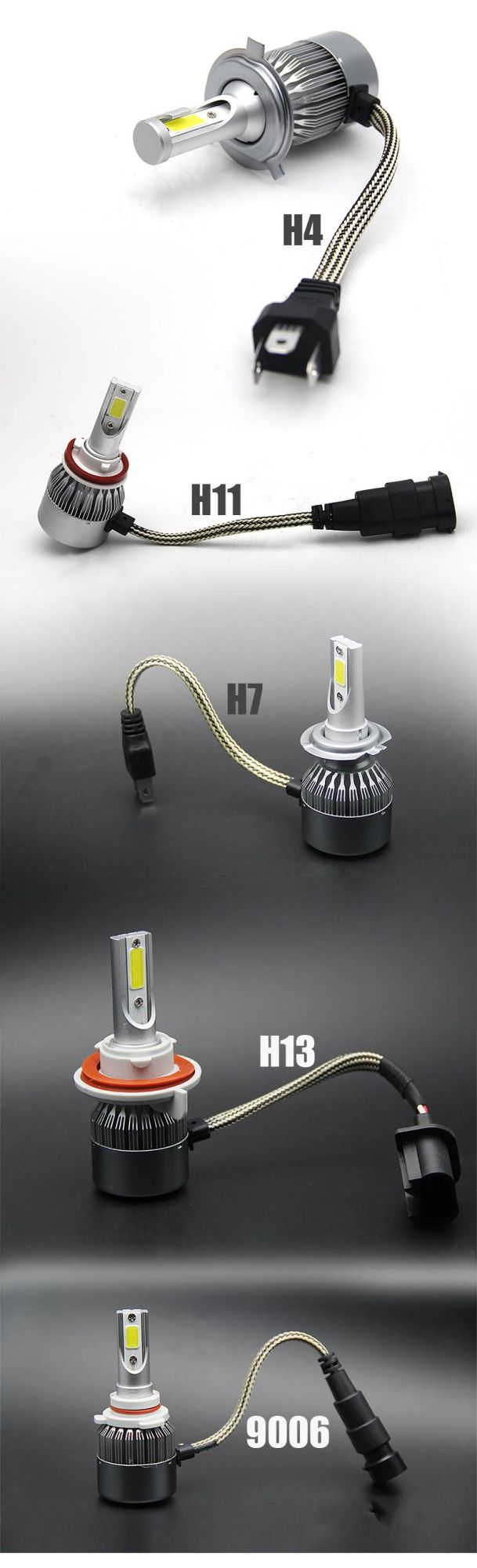 Wholesale Price Bright Fan Cooling Auto Lamps 12V 24V COB H1 H3 9006 9005 H11 H4 C6 LED Headlight