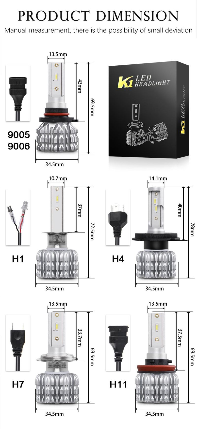 Bh3 Hb4 LED Headlight Kit LED 9005 9006 12V Car Lamps LED Bulbs COB Auto Fog Light 12V Mini Size