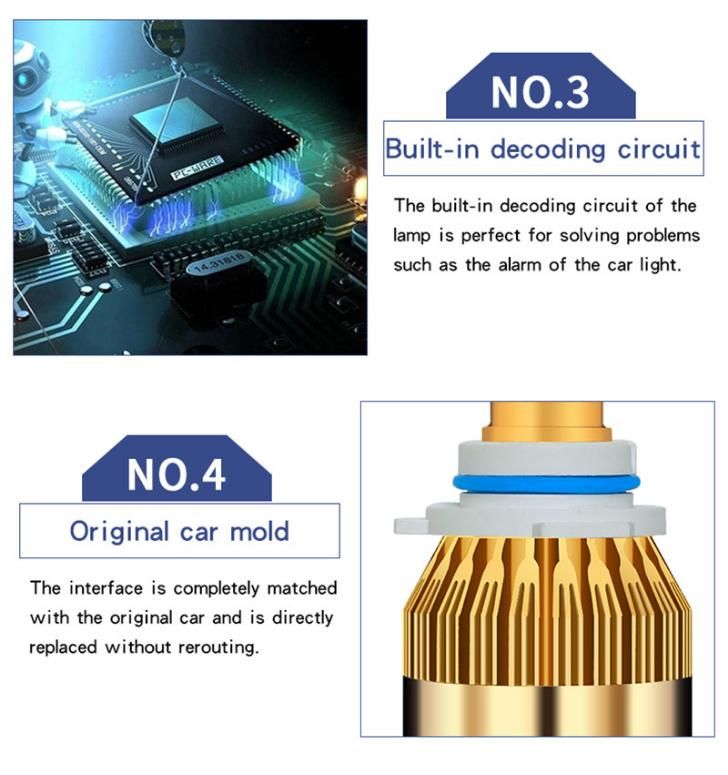 Dual Color C6 LED Car Light H4 H7 H11 H13 9005 9006 9004 9007 H8 9012 H16 Psx24