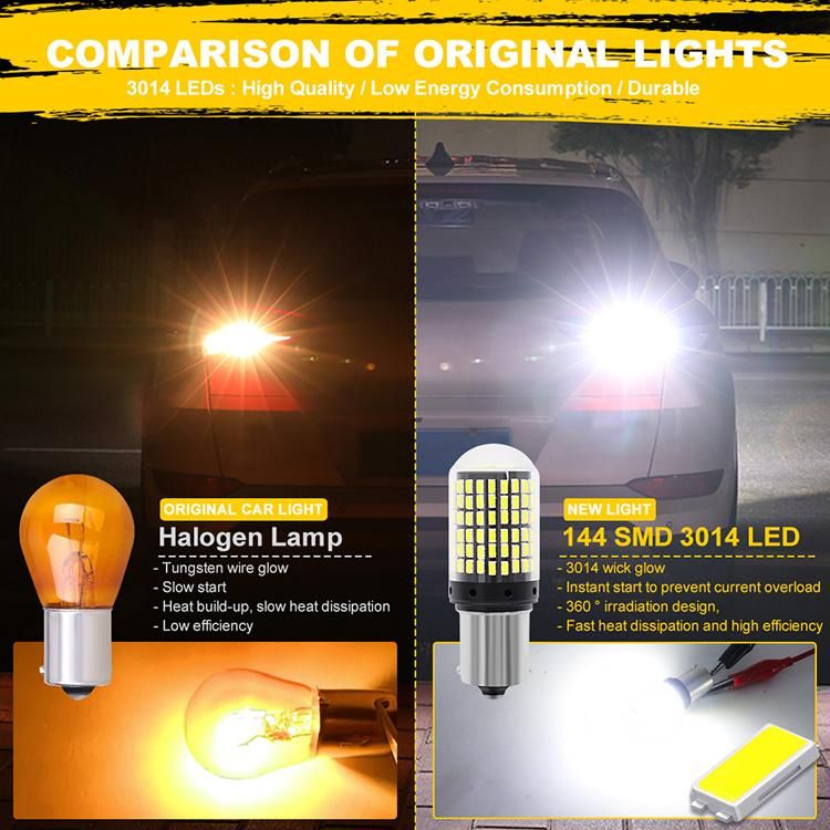 So. K T20 7440 W21W LED Bulbs 3014 144SMD LED Canbus No Error 1156 Ba15s P21W Bau15s Py21W LED Lamp for Turn Signal Light