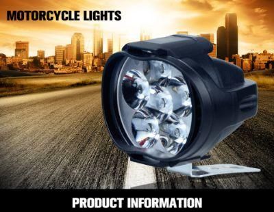 6 LED Motorcycle Light Headlight Assembly 10W 1000lm+Switch Universal Scooter Fog Spotlight 6000K White Car DRL Lamp E-Bike